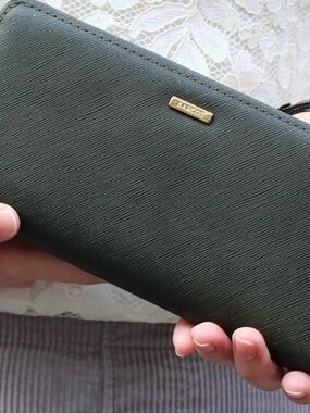 Barco Japanese release Olive Green Zip Clutch Wallet with Gold Logo
